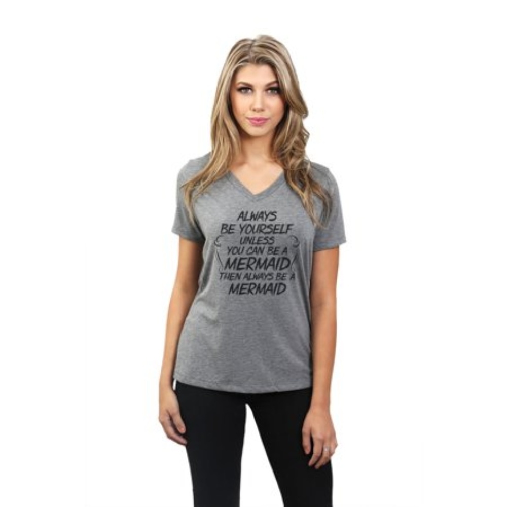 Thread Tank Always Be Yourself Spell Out  Gray T-Shirt size Small